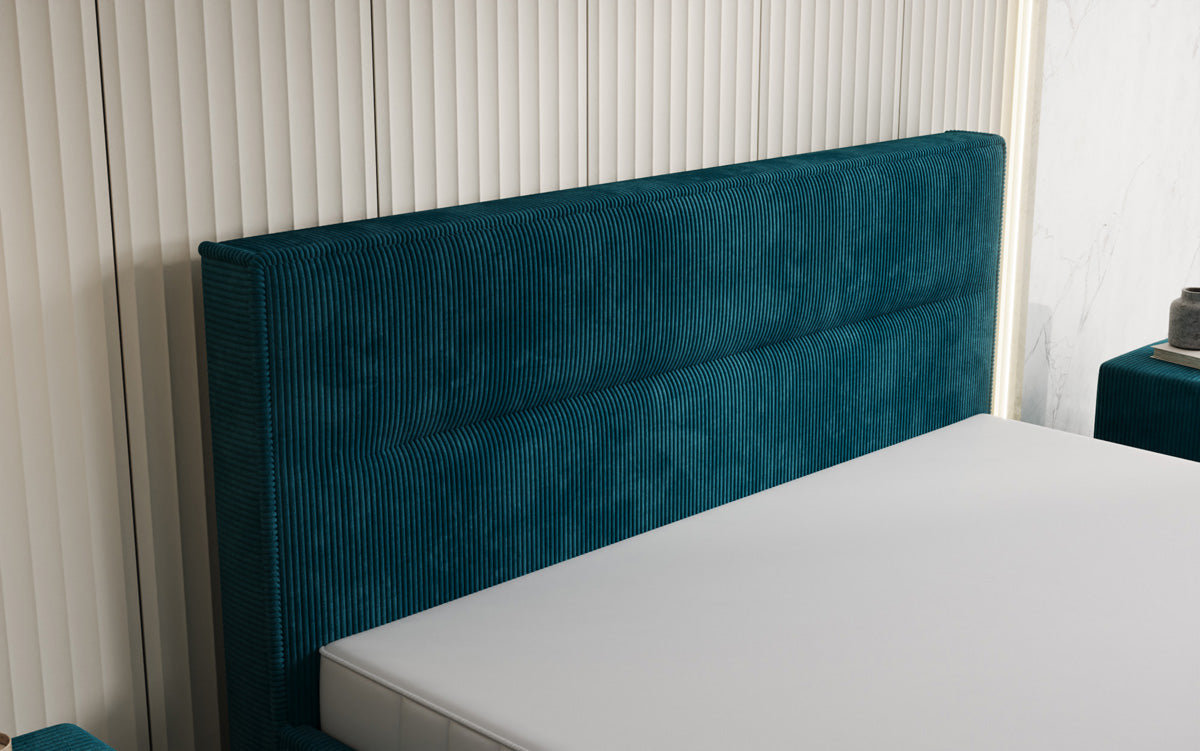 Designer upholstered bed Merry in Corduroy with storage
