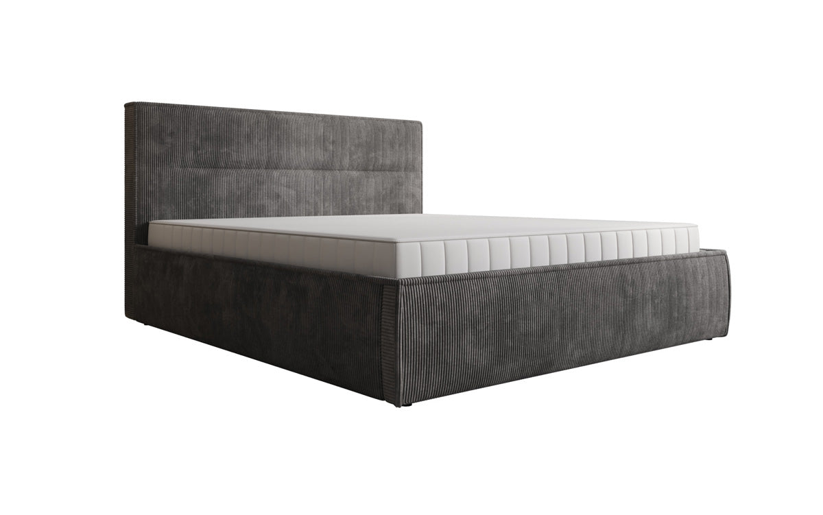 Designer upholstered bed Merry in Corduroy with storage