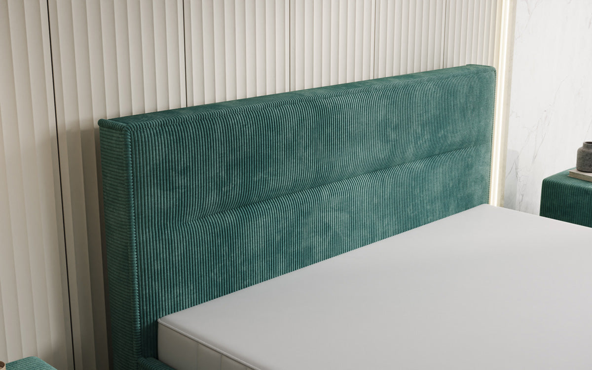 Designer upholstered bed Merry in Corduroy with storage