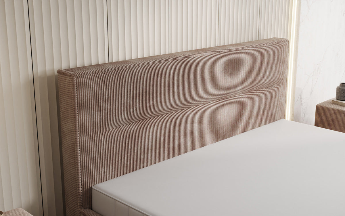 Designer upholstered bed Merry in Corduroy with storage