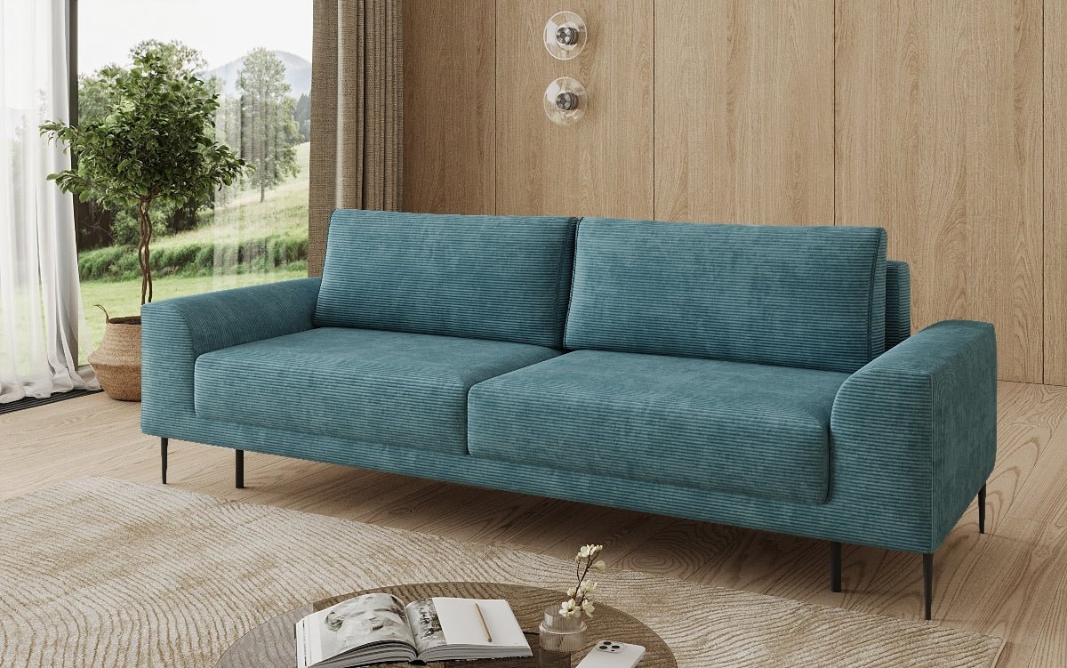 Designer 3 Sitzer Sofa Bloom in Cord mit Schlaffunktion und Stauraum