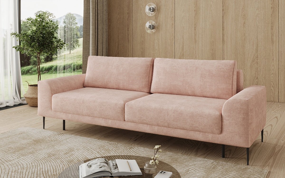 Designer 3 Sitzer Sofa Bloom in Cord mit Schlaffunktion und Stauraum