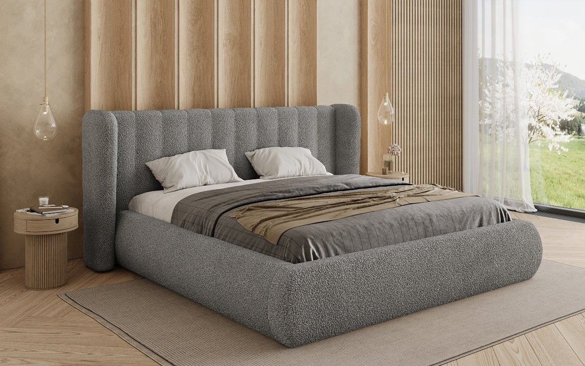 Designer Polsterbett Valentina Bouclé mit Stauraum