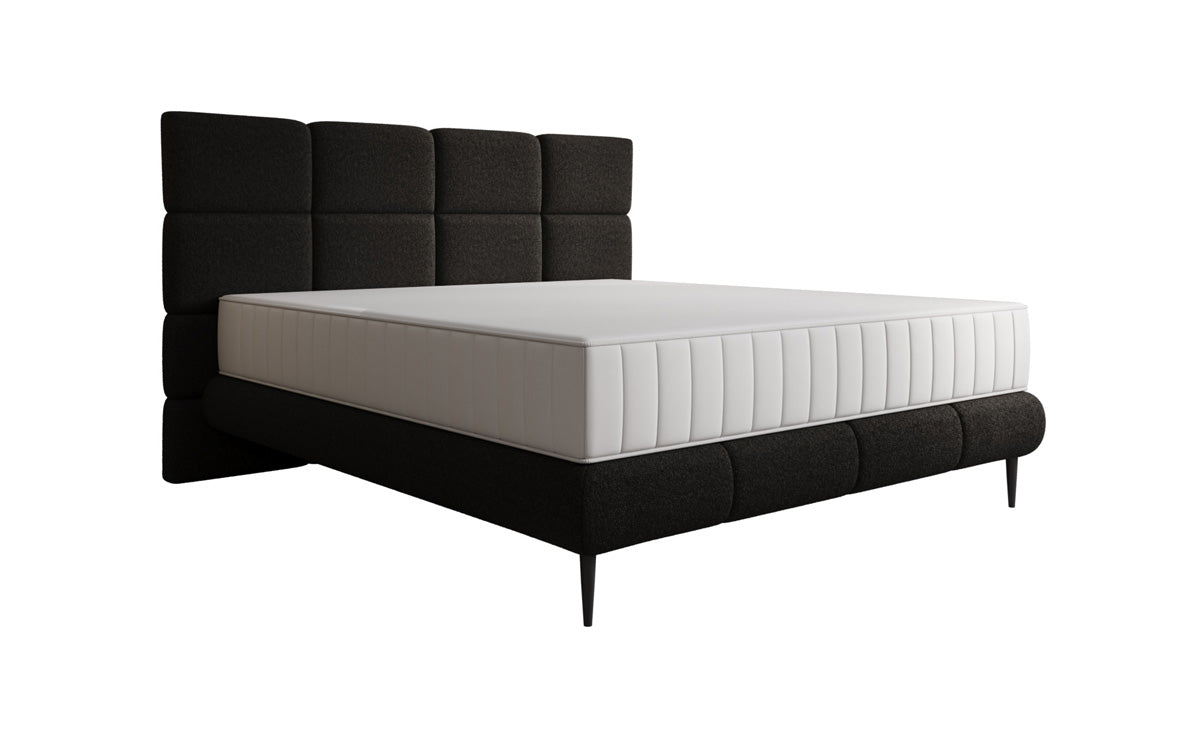 Nessa box spring bed with high legs in teddy bouclé