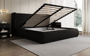 Designer upholstered bed Rosalie in teddy bouclé with storage