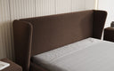 Designer upholstered bed Rosalie in teddy bouclé with storage