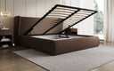 Designer upholstered bed Rosalie in teddy bouclé with storage