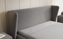 Designer upholstered bed Rosalie in teddy bouclé with storage