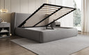 Designer upholstered bed Rosalie in teddy bouclé with storage