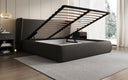 Designer upholstered bed Rosalie in teddy bouclé with storage