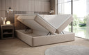 Lux box spring bed in textured fabric with storage
