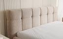 Designer upholstered bed Helena in textured fabric with storage