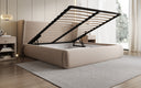 Designer upholstered bed Rosalie in textured fabric with storage