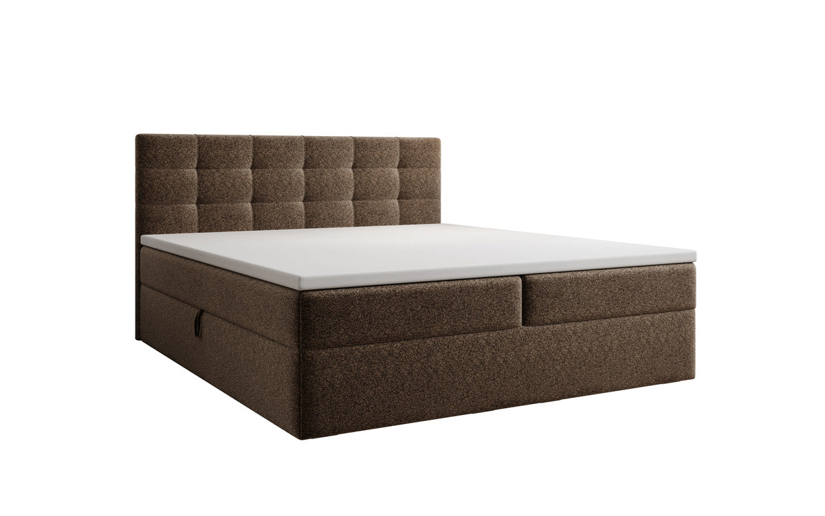 Lux box spring bed in textured fabric with storage