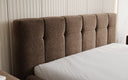 Designer upholstered bed Helena in textured fabric with storage