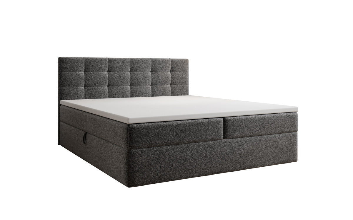 Lux box spring bed in textured fabric with storage