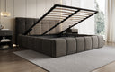 Designer upholstered bed Helena in textured fabric with storage