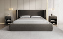 Designer upholstered bed Rosalie in textured fabric with storage