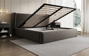 Designer upholstered bed Rosalie in textured fabric with storage