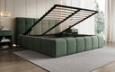 Designer upholstered bed Helena in textured fabric with storage