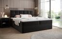 Lux box spring bed in textured fabric with storage
