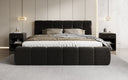 Designer upholstered bed Helena in textured fabric with storage