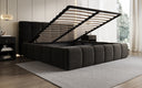 Designer upholstered bed Helena in textured fabric with storage