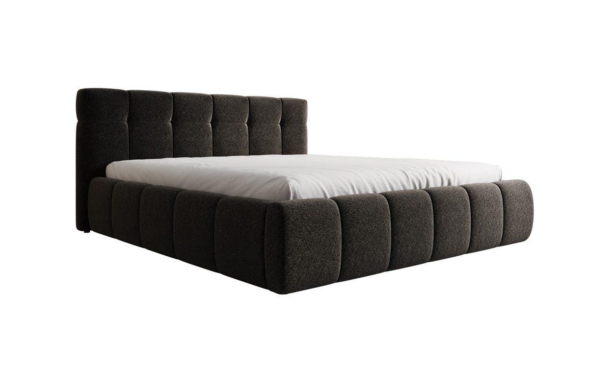 Designer Polsterbett Helena in Strukturstoff mit Stauraum