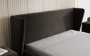 Designer upholstered bed Rosalie in textured fabric with storage