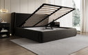 Designer upholstered bed Rosalie in textured fabric with storage
