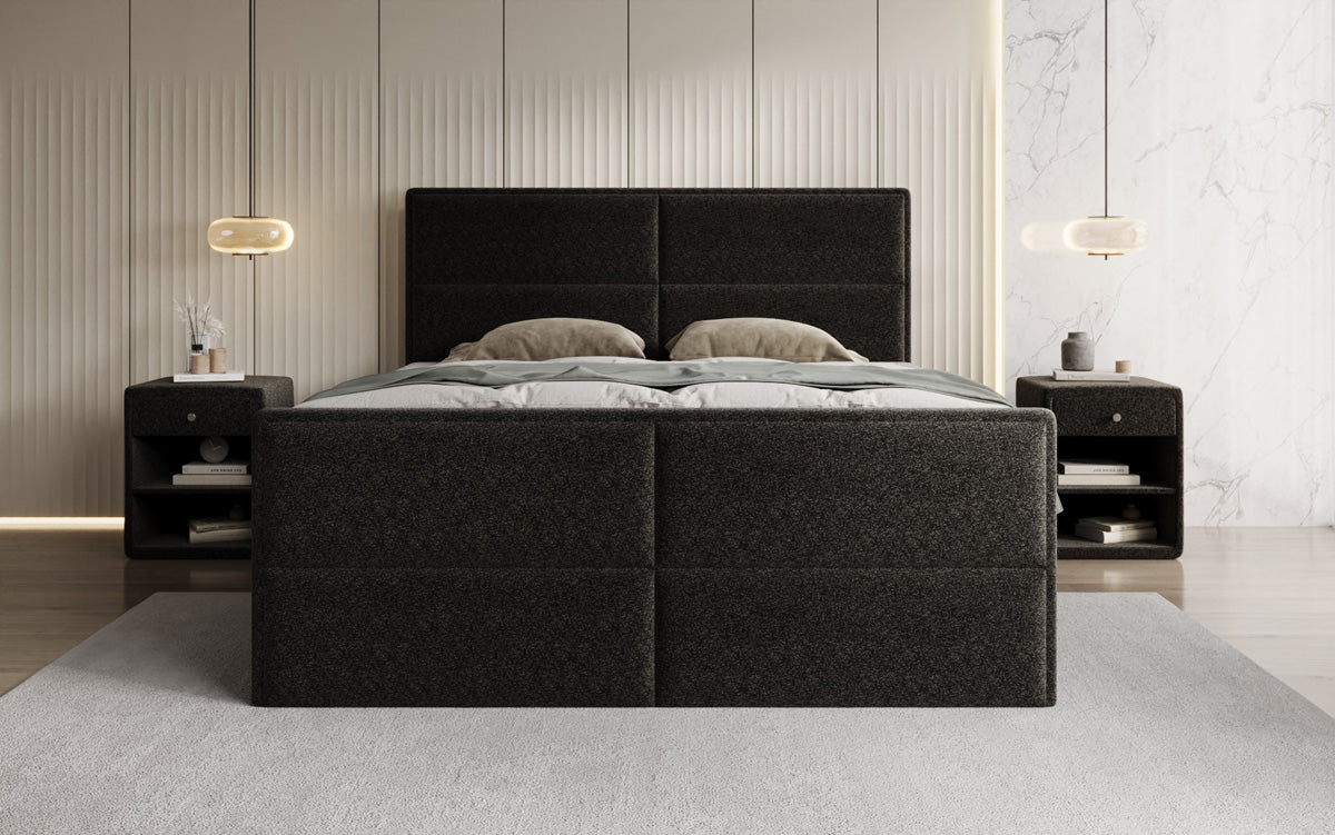 Boxspringbett Viola in Strukturstoff mit Stauraum
