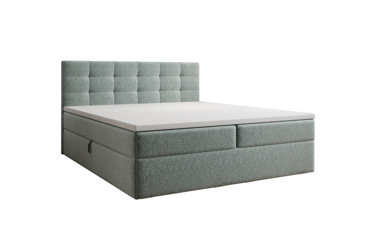 Lux box spring bed in textured fabric with storage
