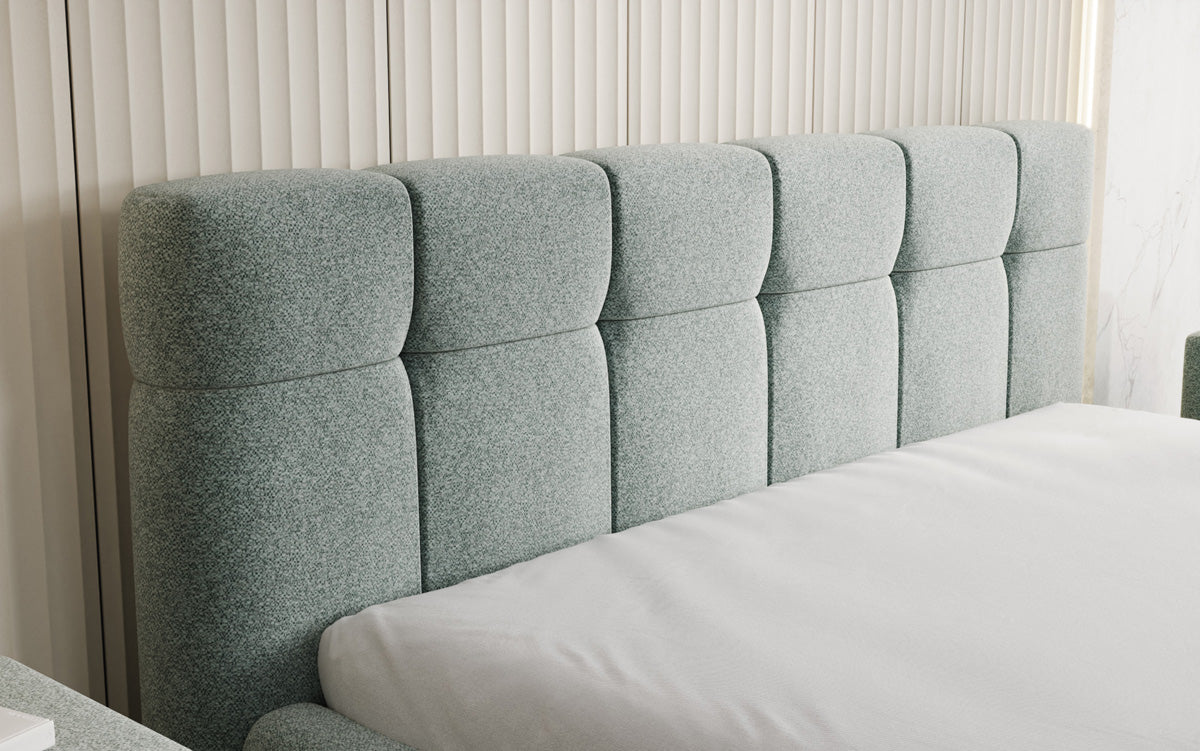 Designer Polsterbett Helena in Strukturstoff mit Stauraum