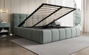 Designer upholstered bed Helena in textured fabric with storage