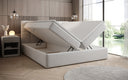 Lux box spring bed in textured fabric with storage