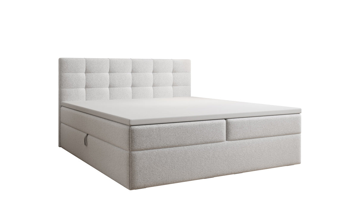 Lux box spring bed in textured fabric with storage