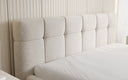 Designer upholstered bed Helena in textured fabric with storage