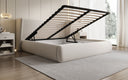 Designer upholstered bed Rosalie in textured fabric with storage