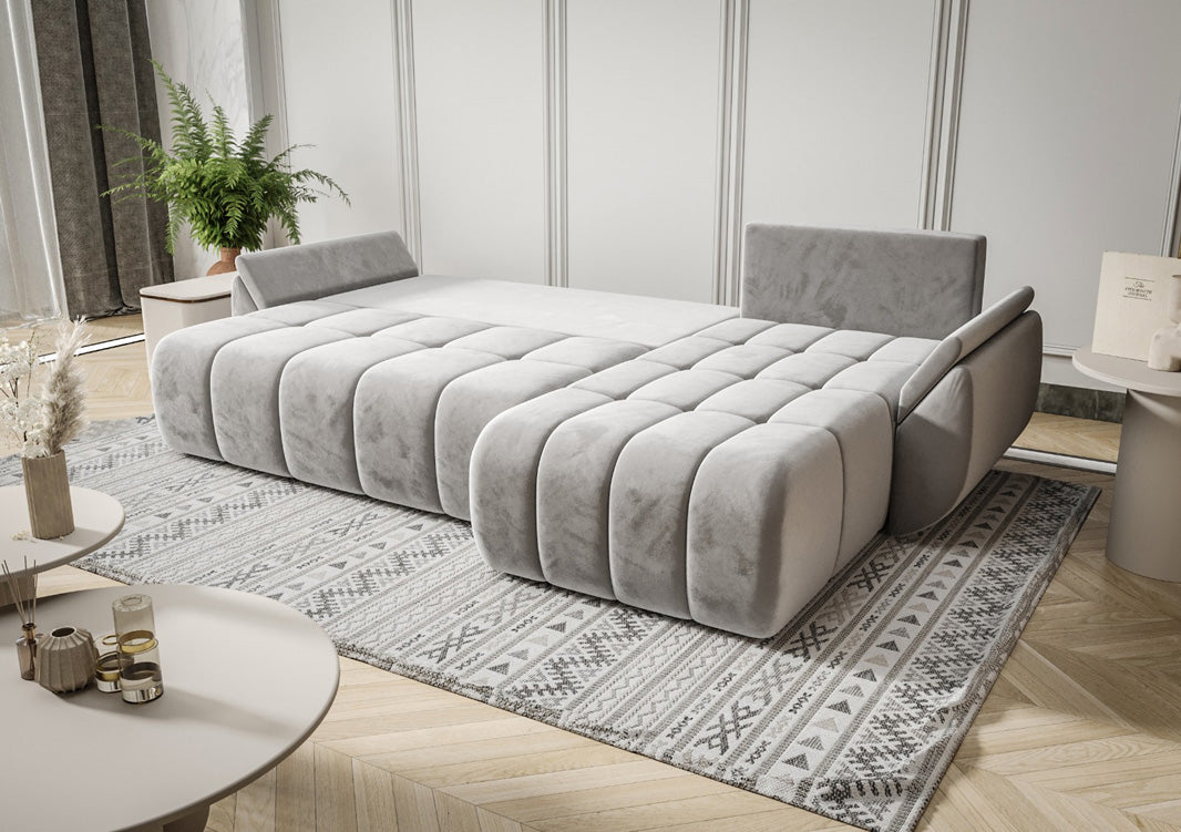 Designer sofa Lenoa with sleeping and folding function in velvet