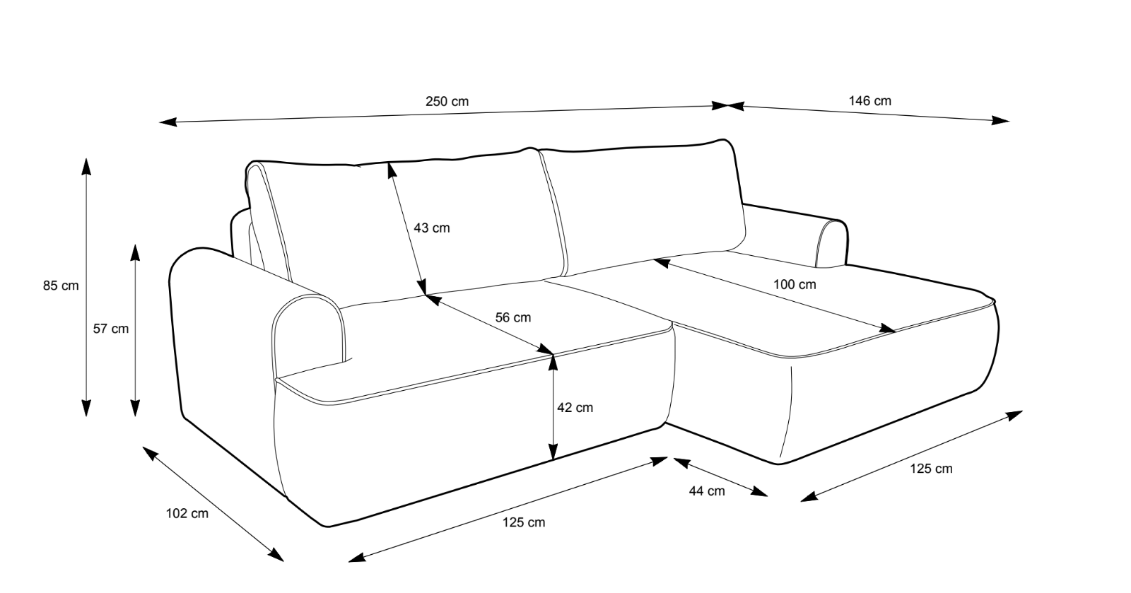 Designer Sofa Onelio mit Stauraum und Schlaffunktion