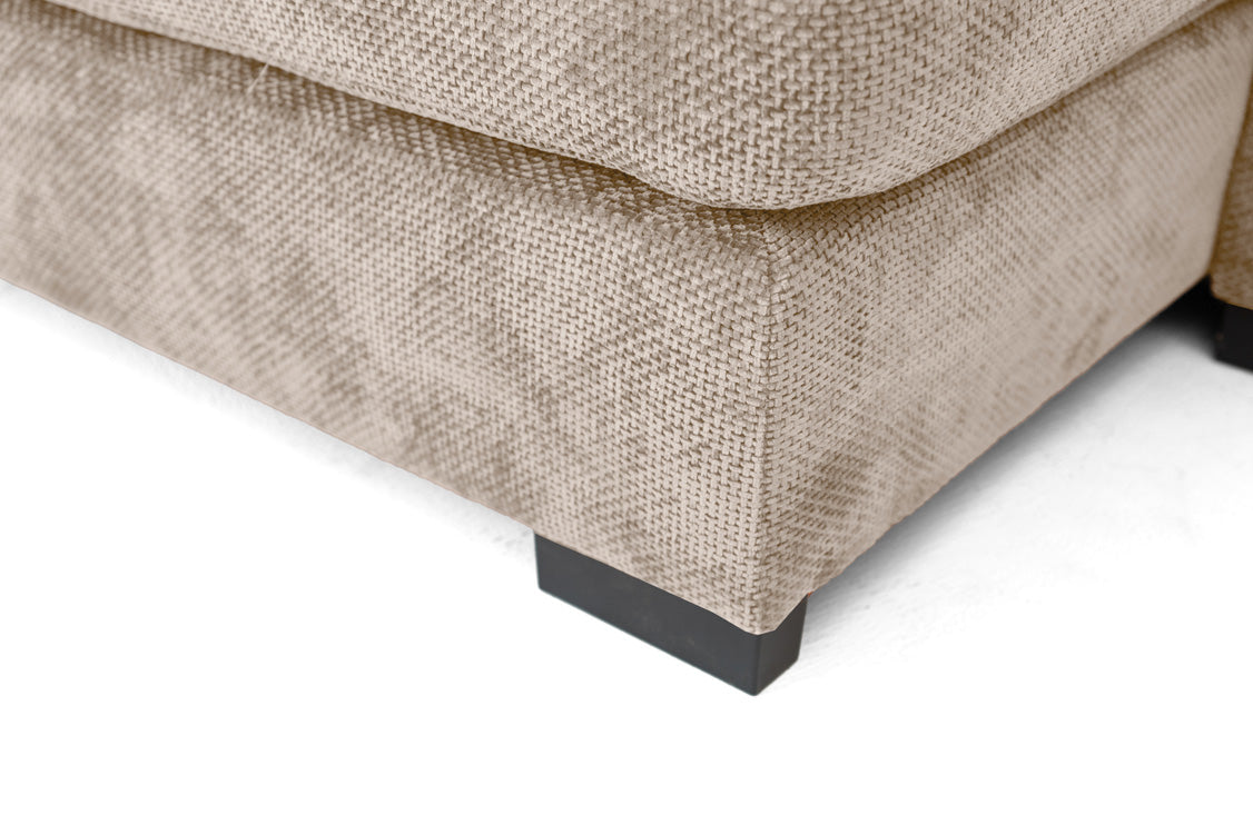 Designer sofa Selena L with sleeping function in textured fabric