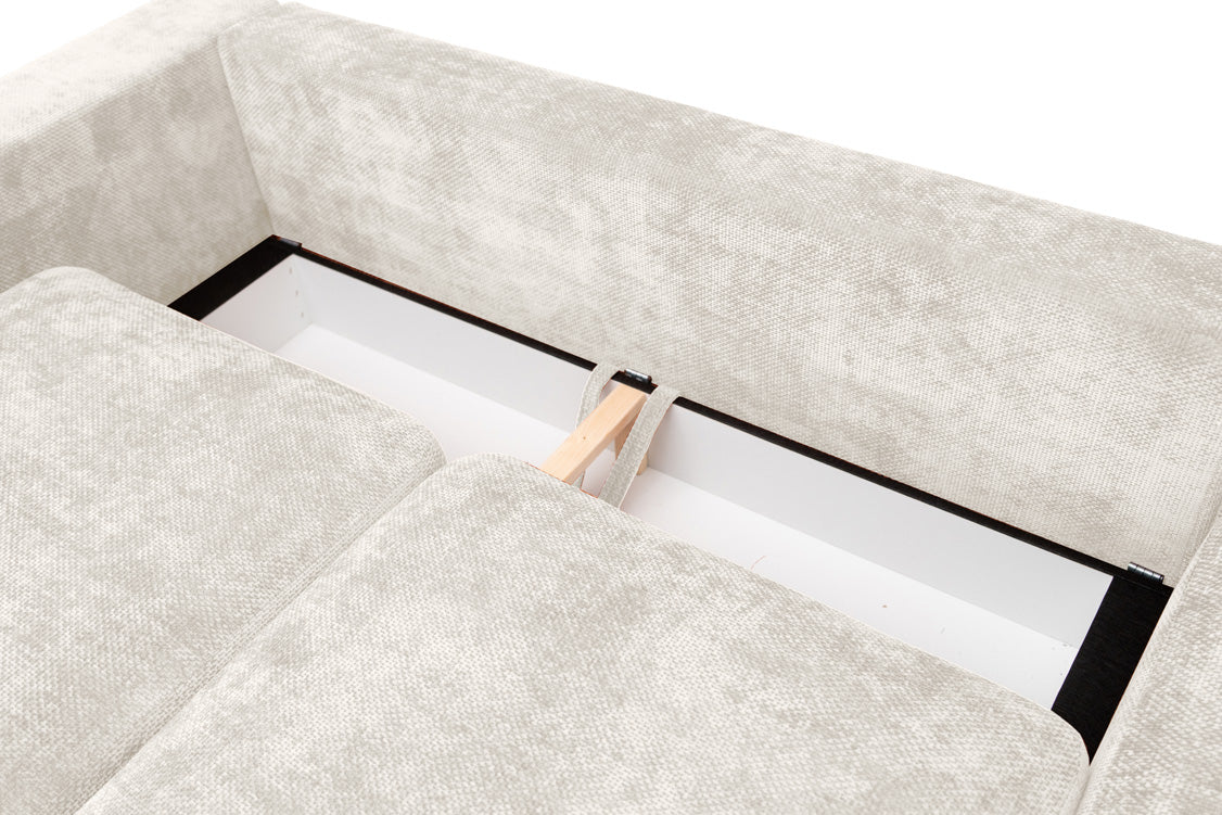 Designer sofa Selena L with sleeping function in textured fabric
