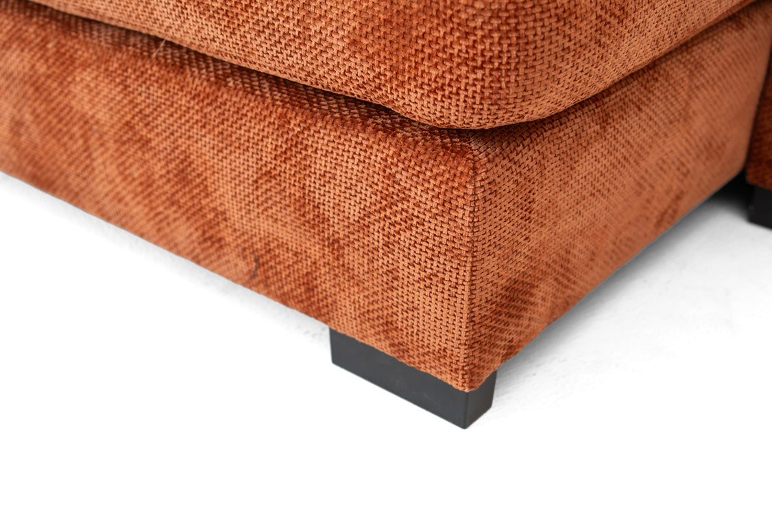 Designer sofa Selena L with sleeping function in textured fabric