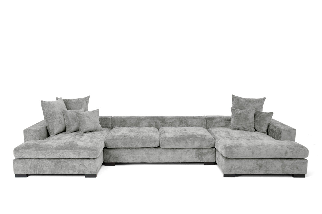 Designer Sofa Selena U mit Schlaffunktion in Strukturstoff