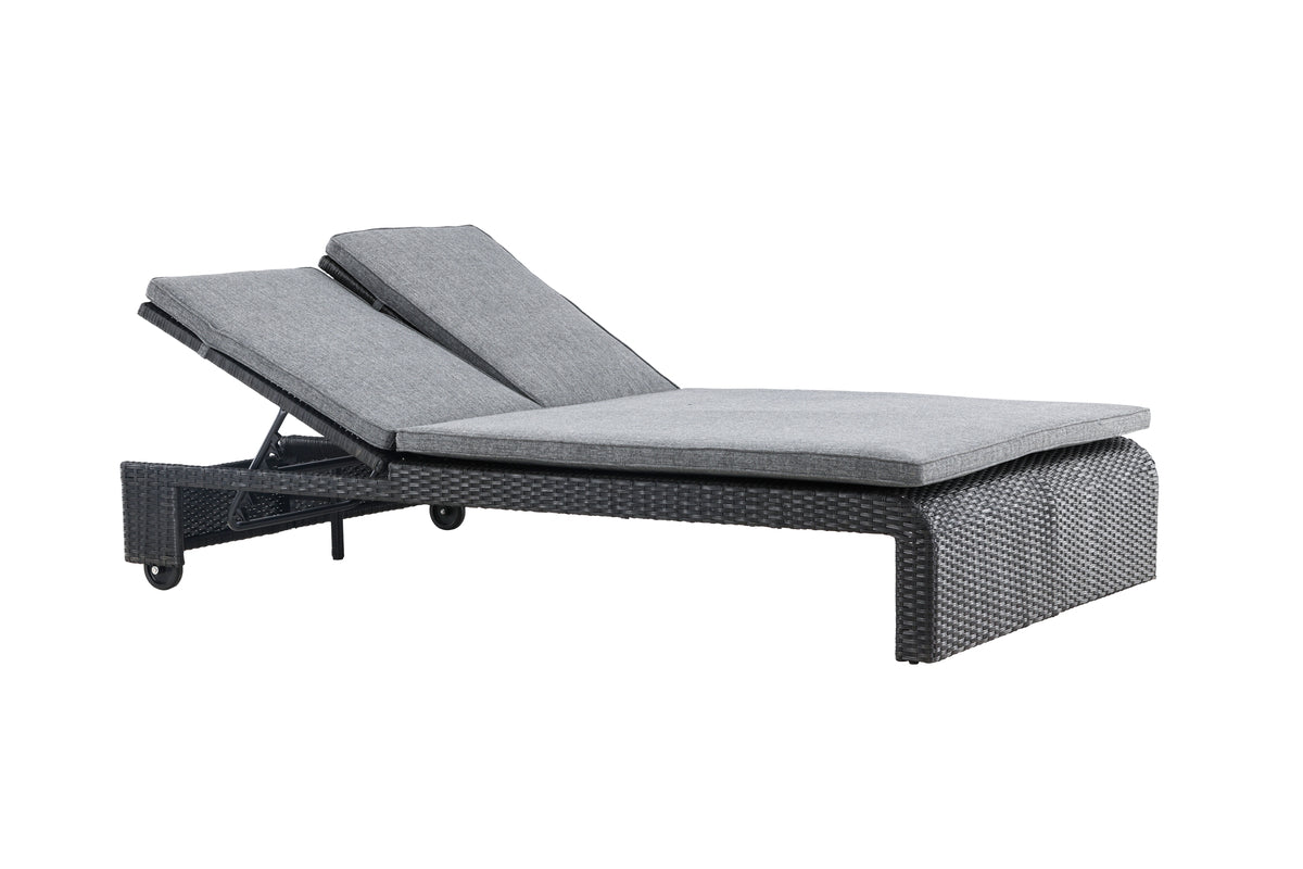Sonnenliege Lioba - aus synthetischem Rattan in Schwarz