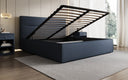 Designer upholstered bed Merry in fabric with storage