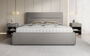 Designer upholstered bed Merry in fabric with storage