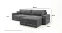 Designer Ecksofa Vienna mit Schlaf- und Klappfunktion in Cord