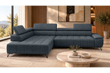 Ecksofa Volo in Chenille Blau, Ottomane links – Ansicht 3
