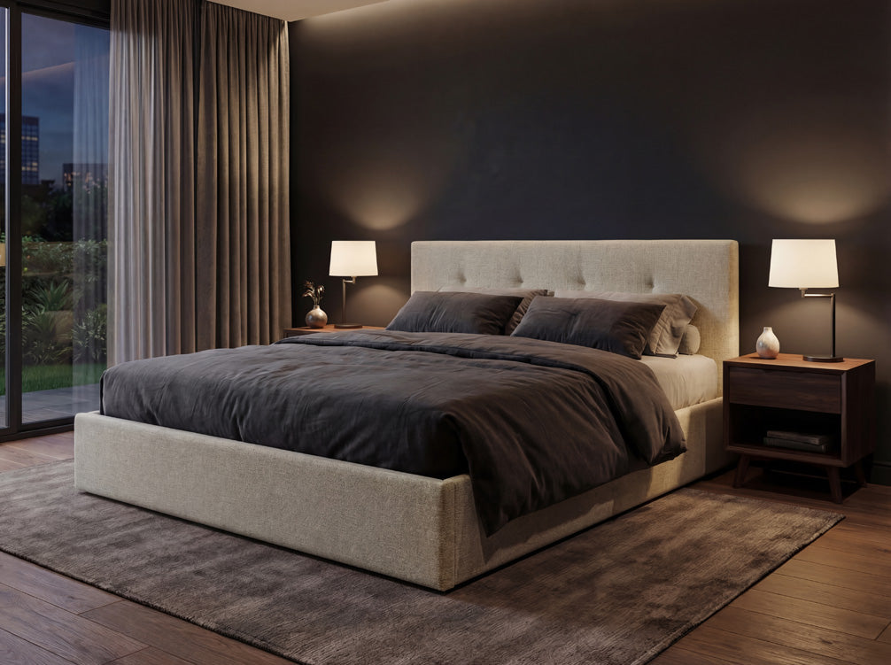 Designer Polsterbett Alva in Samt mit Stauraum